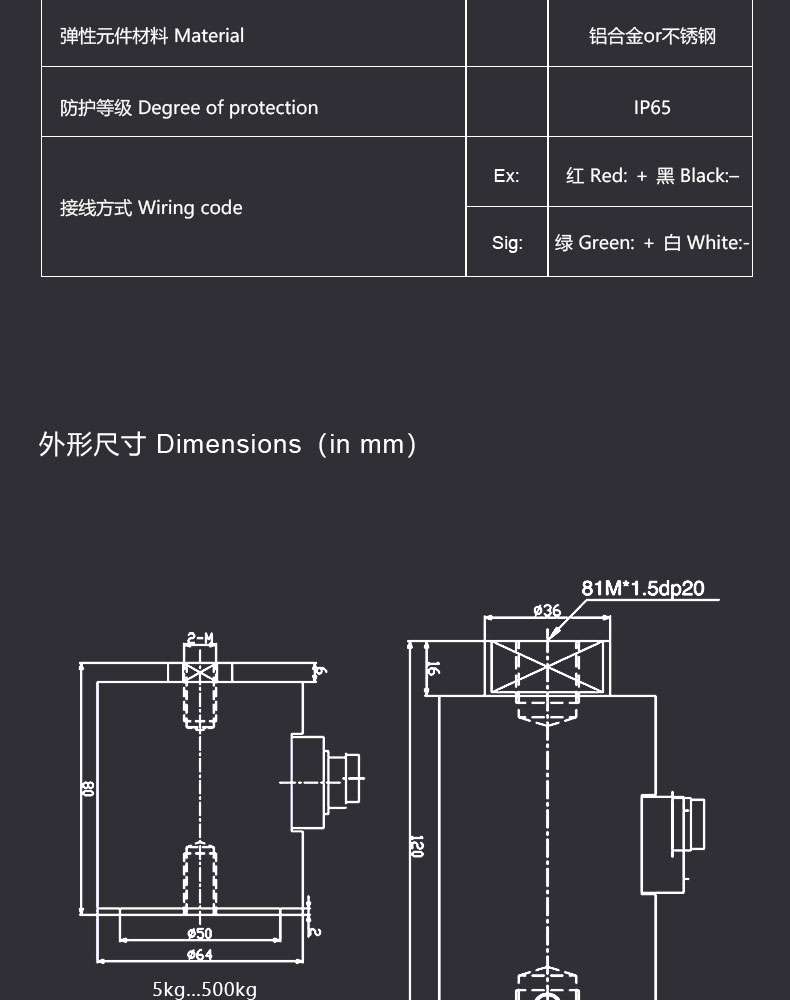 5kg稱(chēng)重傳感器
